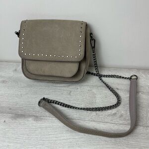 REBECCA MINKOFF Suede Studded Crossbody Bag - gray taupe